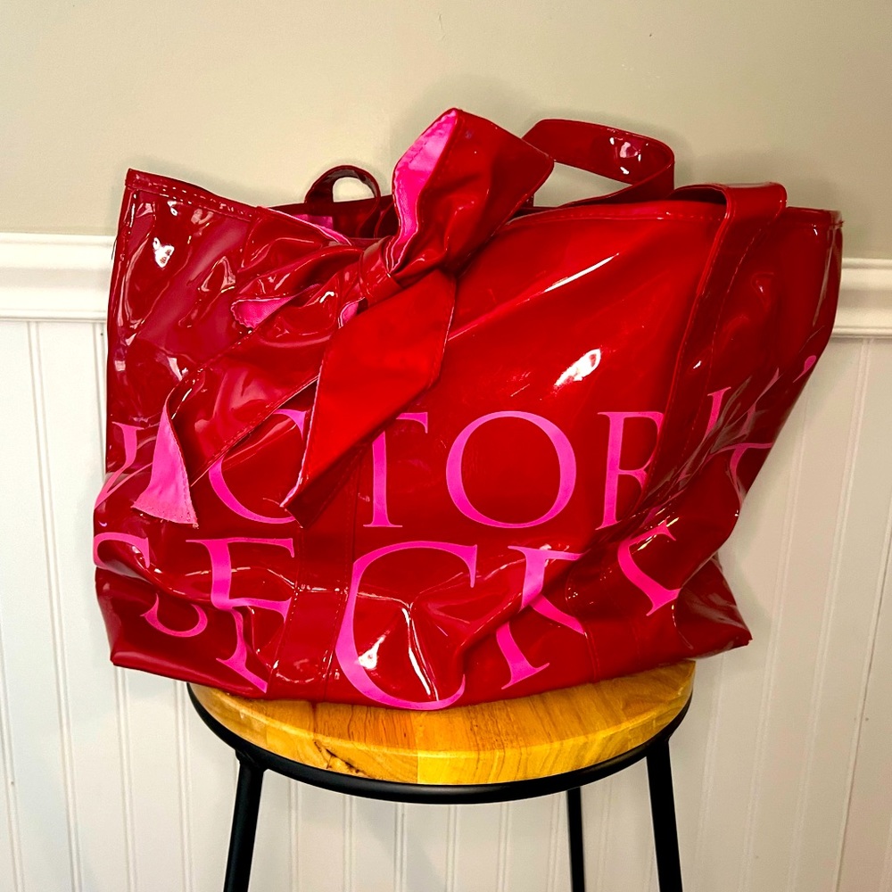 *vintage* Shiny Red VICTORIAS SECRET Tote/Beach Bag!